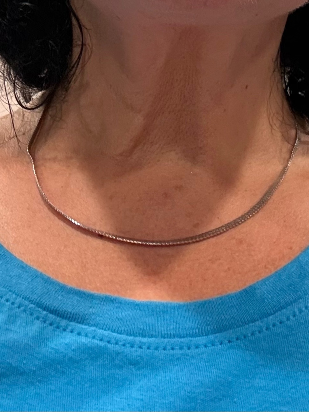 Vintage Monet Silver-Tone Shiny Herringbone Choker Necklace